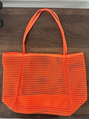 Orange Mesh Beach Tote Bag - Lightweight Women's Carryall